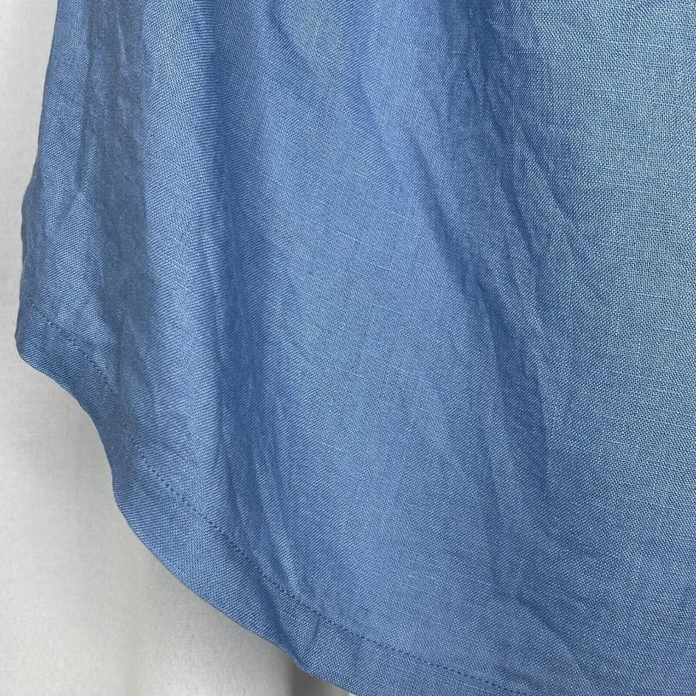 Seed Heritage Blue Linen One Shoulder Blouse Top Size 10 Asymmetric Casual Women - Picture 8 of 16
